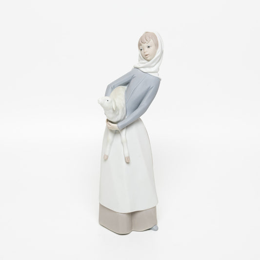 STATUINA PORCELLANA LLADRO "Ragazza con Agnello" 4584 CM 28x10x9 FINITURA MATTE