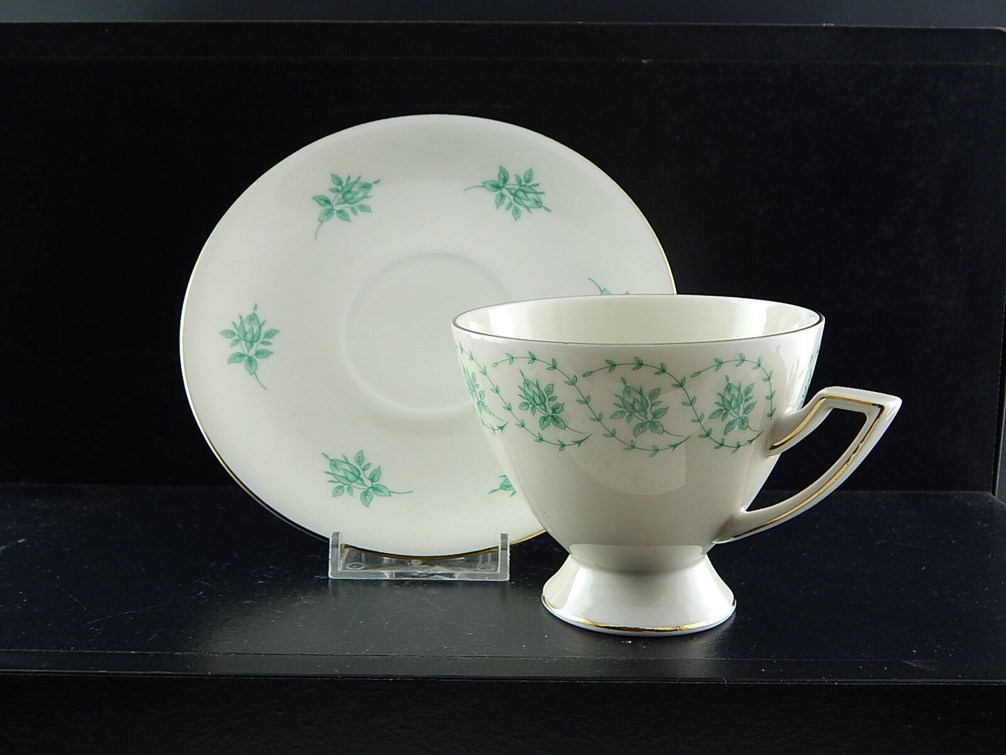 ANTICO SERVIZIO DA TÈ IMPERO PORCELLANA AVORIO E VERDE JAEGER&CO BAVARIA