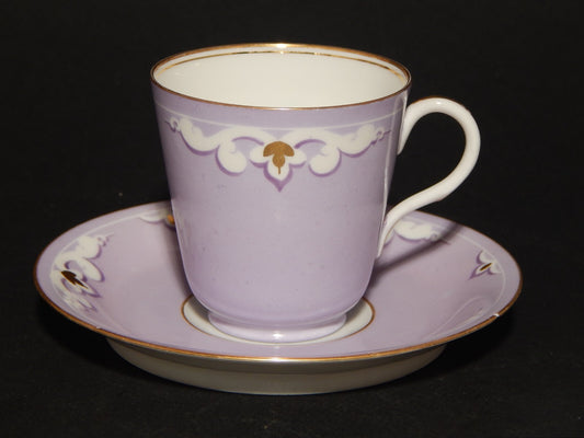 ANTICA RARA PREZIOSA LIBERTY TAZZINA CAFFE' FINISSIMA PORCELLANA VIOLA LILLA