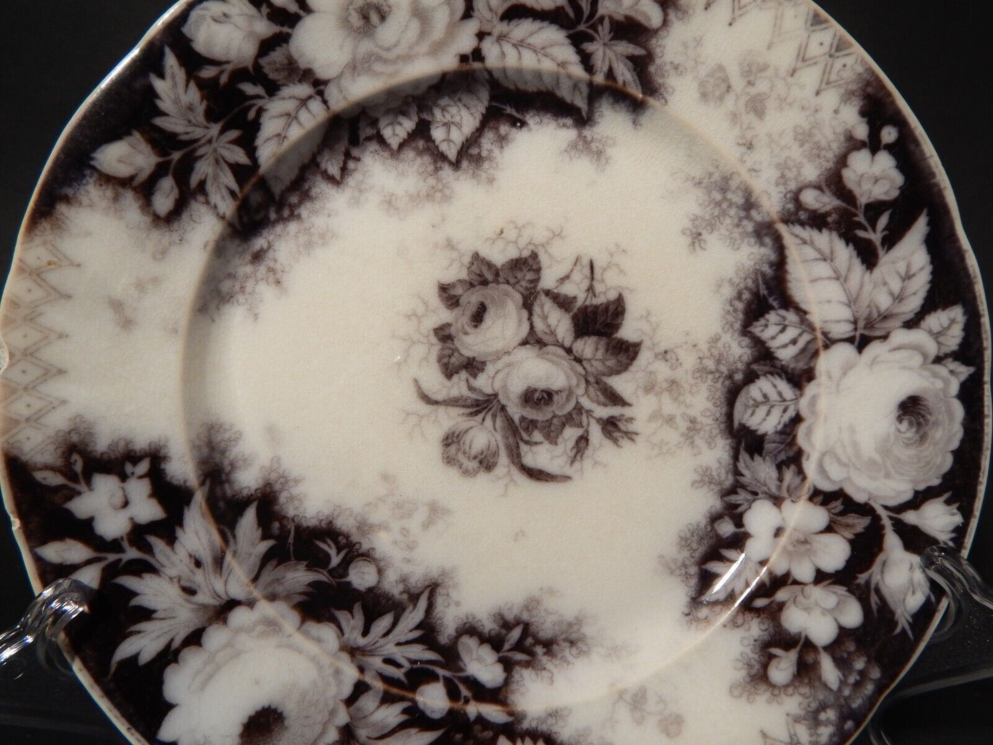 ANTICO PIATTO CERAMICA DISEGNO JARDINIERE VILLEROY & BOCH FINE '800 difetto 1142