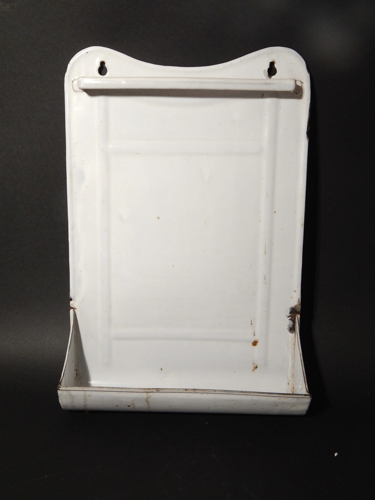 ANTICO PORTA MESTOLI CUCINA ANNI '30 LATTA SMALTATA PORCELLANATA BIANCA