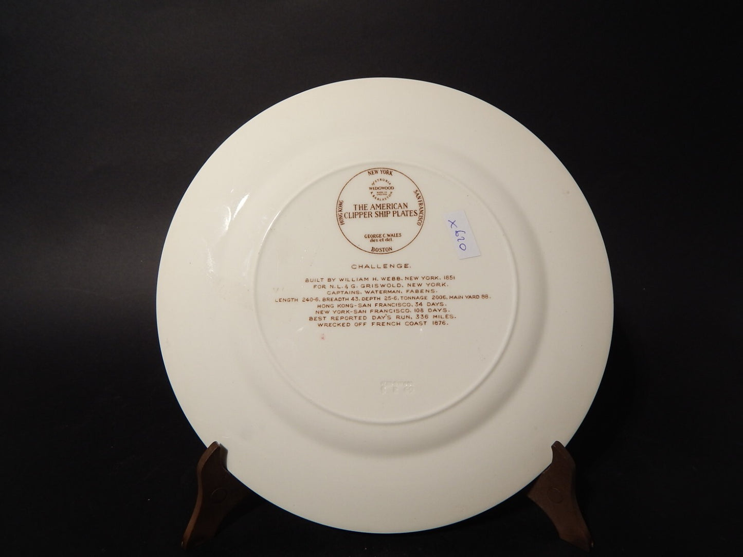 VINTAGE PIATTO PORCELLANA WEDGWOOD THE AMERICAN CLIPPER SHIP PLATES CHALLENGE