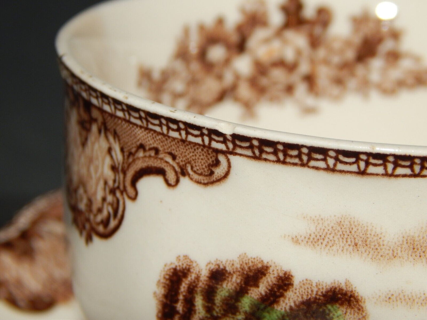 ANTICA TAZZA TE' PORCELLANA JOHNSON BROS OLD BRITAIN CASTLE MULTICOLOR DIFETTO #