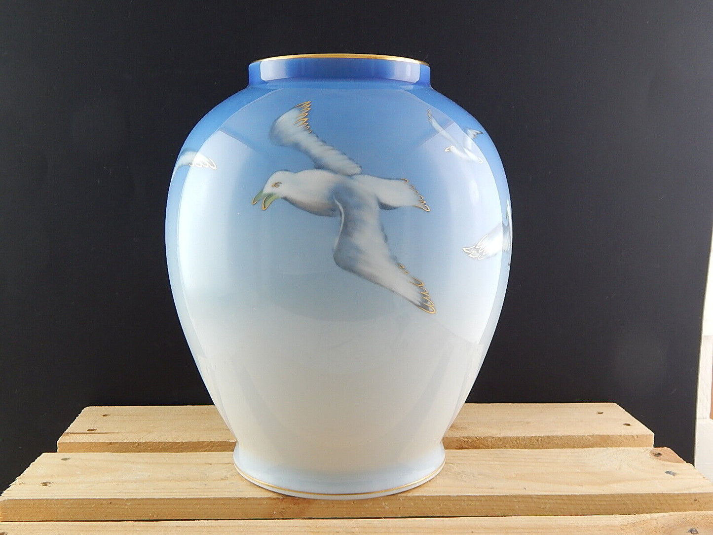 ROYAL COPENHAGEN IMPORTANTE RARO GRANDE VASO PORCELLANA GABBIANI SEAGULL