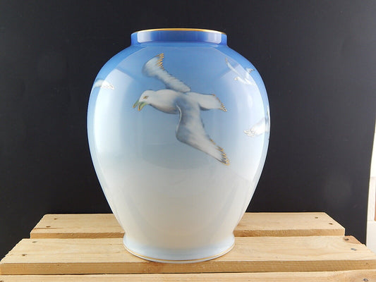 ROYAL COPENHAGEN IMPORTANTE RARO GRANDE VASO PORCELLANA GABBIANI SEAGULL