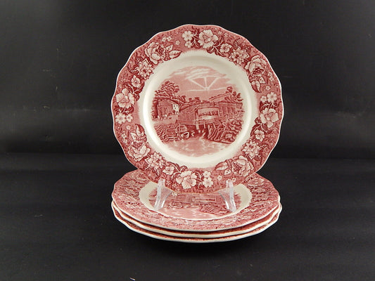 ANTICO SET 4 PIATTI SEMI PORCELLANA PALISSY POTTERY THAMES RIVER SCENES WINDSOR