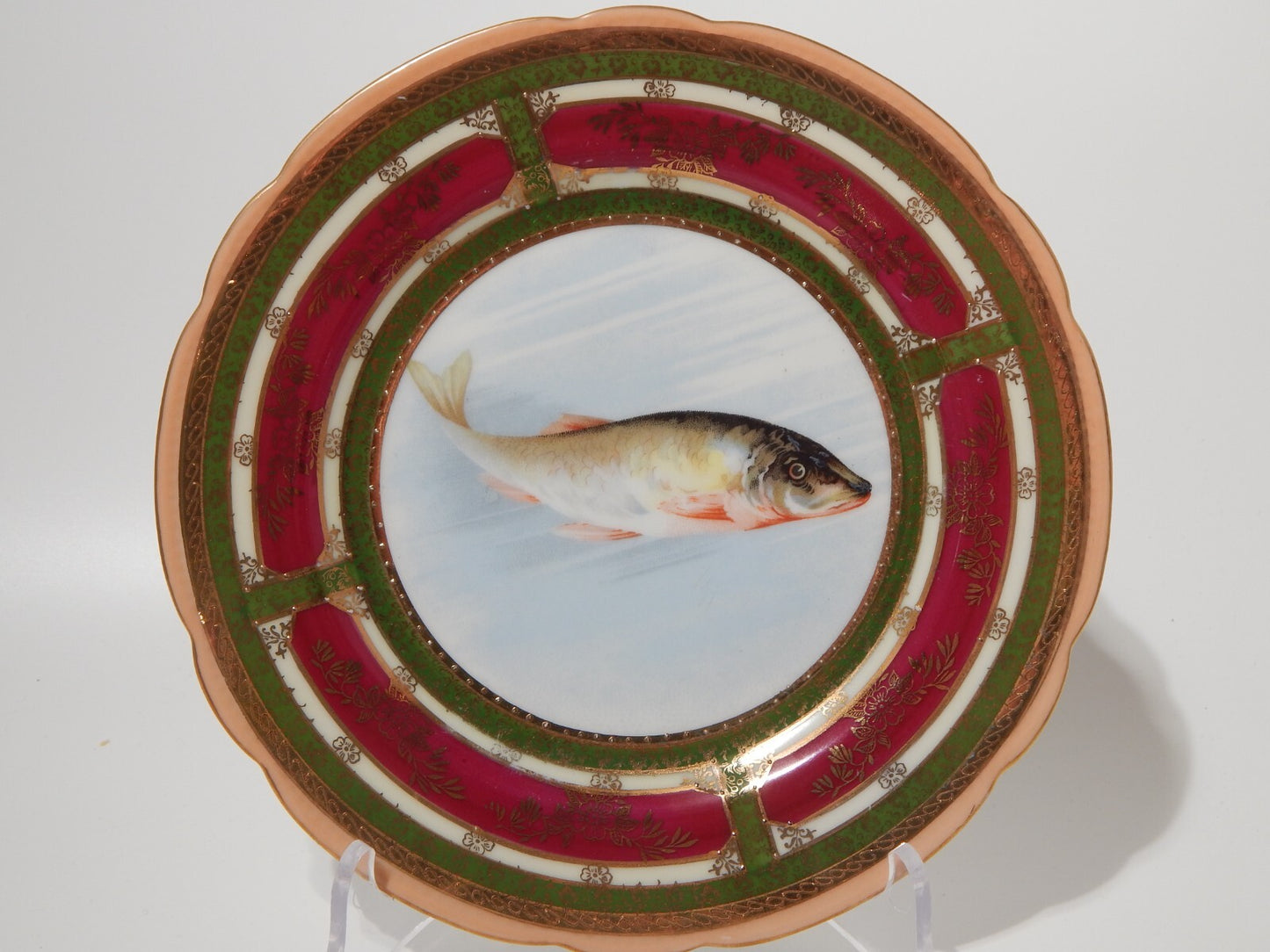 #ANTICO IMPORTANTE SET 6 PIATTI PESCE STILE PORCELLANA IMPERIALE VIENNA AUSTRIA