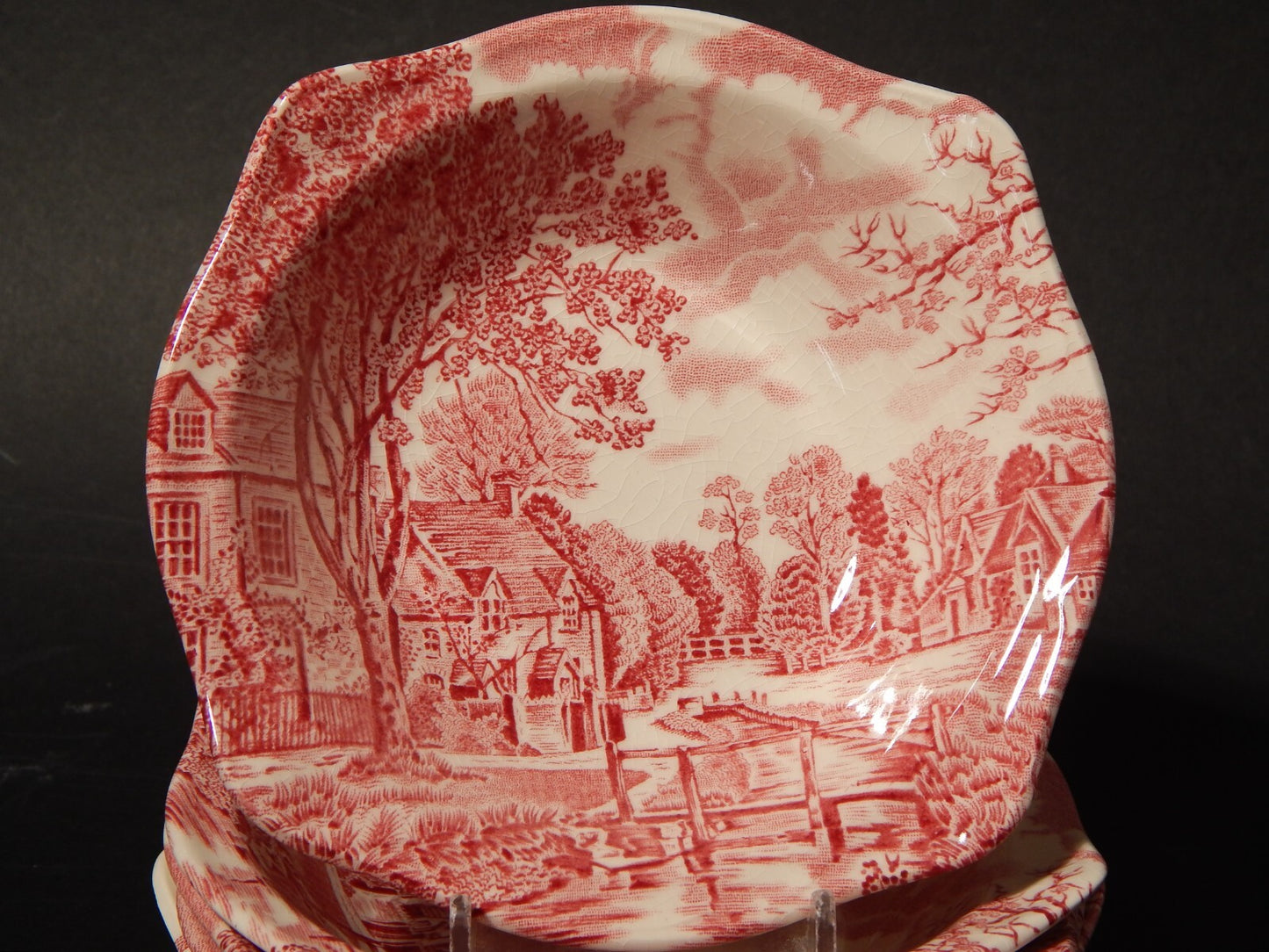 ANTICHE JOHNSON BROS 5 CIOTOLE MACEDONIA SEMI PORCELLANA DECORO COTSWOLD ROSSO