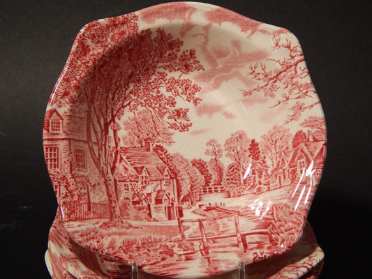 ANTICHE JOHNSON BROS 5 CIOTOLE MACEDONIA SEMI PORCELLANA DECORO COTSWOLD ROSSO