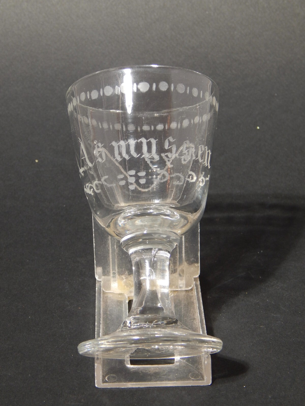 ANTICO COLLEZIONE CALICE CRISTALLO INCISO RECA DATA E NOME 1899 ASMUSSEN