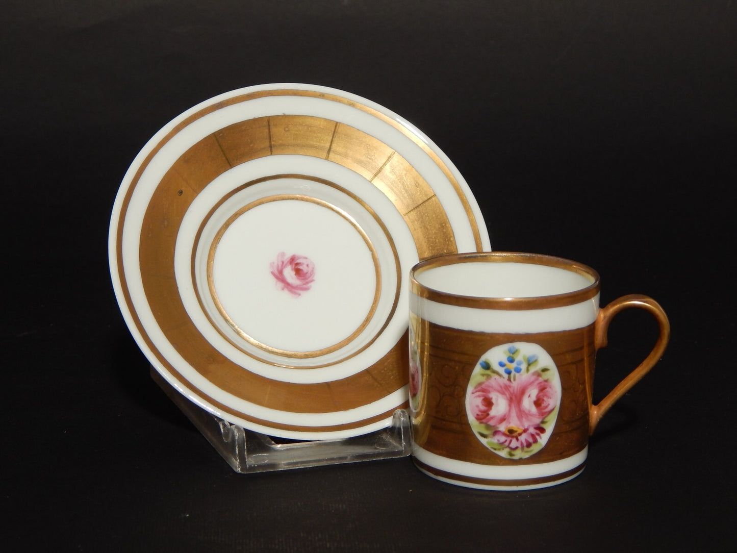 PREZIOSA RARA TAZZINA PORCELLANA LIMOGES DIPINTA A MANO POLICROMIA E ORO