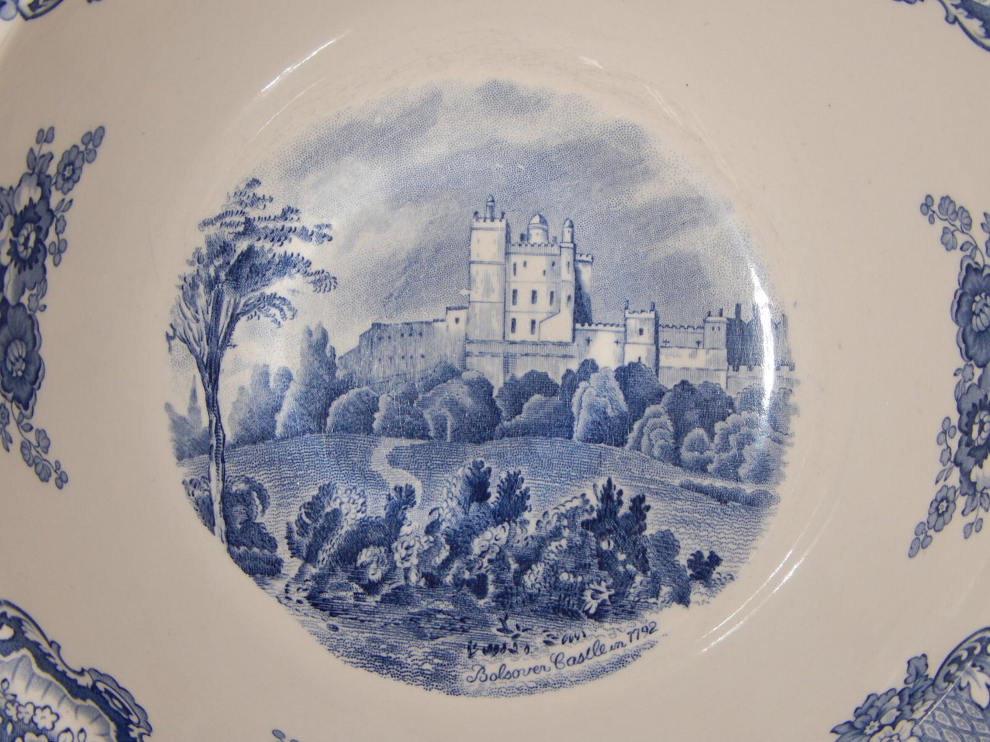 VINTAGE JOHNSON BROS OLD BRITAIN CASTLE BLU INSALATIERA FRUTTIERA PORCELLANA