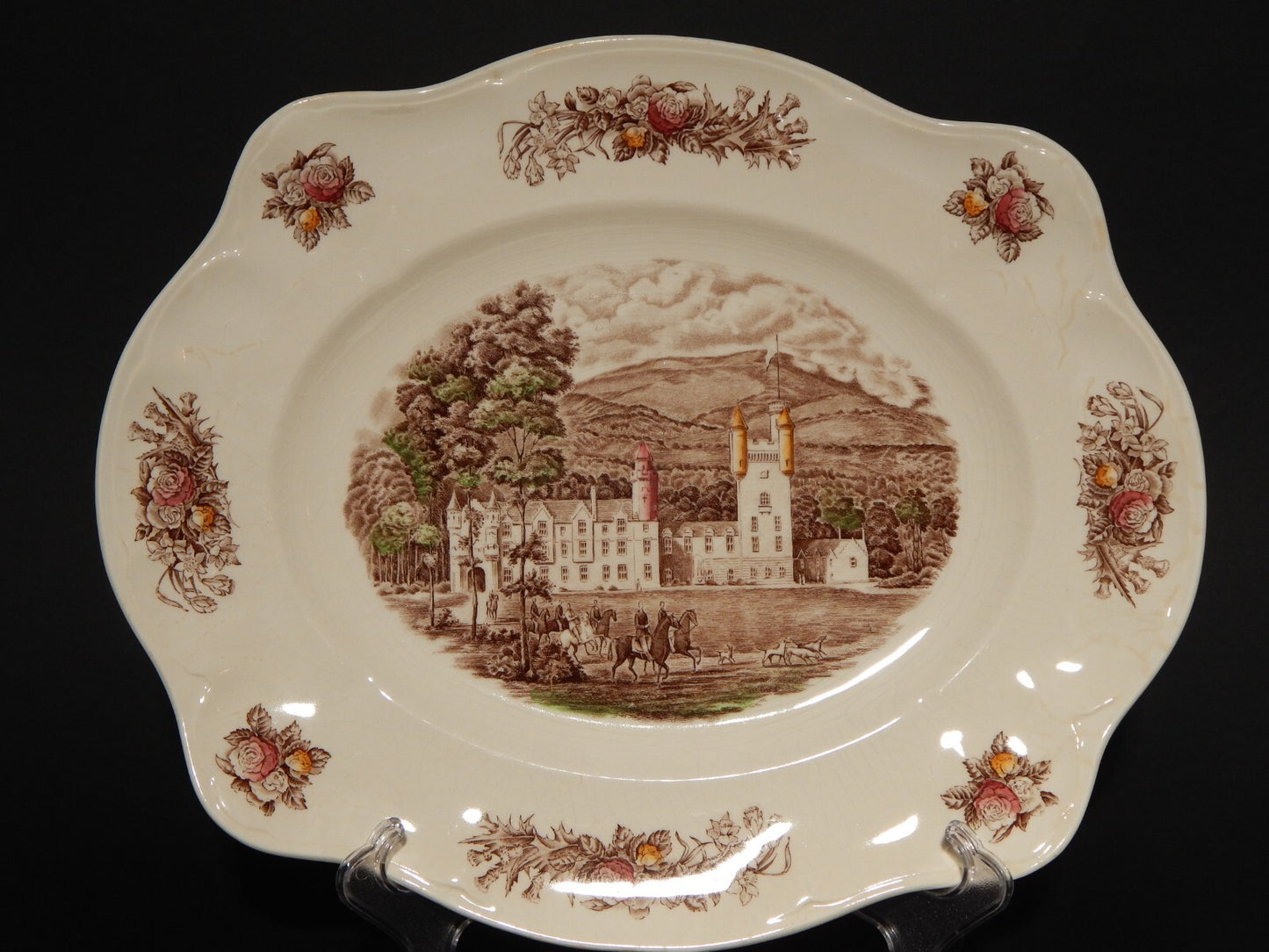 ANTICO VASSOIO PORCELLANA JOHNSON BROS ROYAL HOMES OF BRITAIN BALMORAL CASTLE #