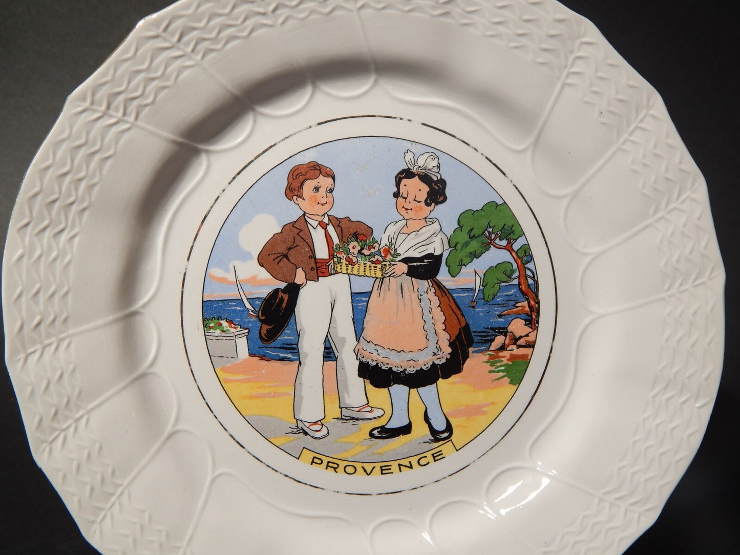 ANTICO PIATTO DECORATIVO CERAMICA SARREGUEMINES PROVENCE PRIMA META' 900