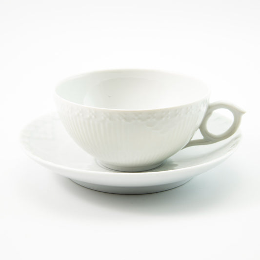 ROYAL COPENHAGEN WHITE FLUTED HALF LACE TAZZA DA TE' IN PORCELLANA CM 10 COD 525