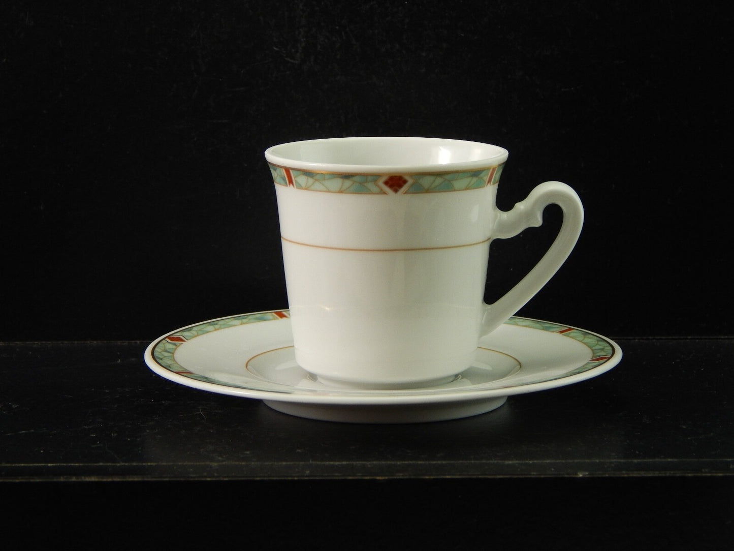 VINTAGE SERVIZIO 6 TAZZINE CAFFÈ PORCELLANA H W DESIGN BAVARIA STILE ART DECO