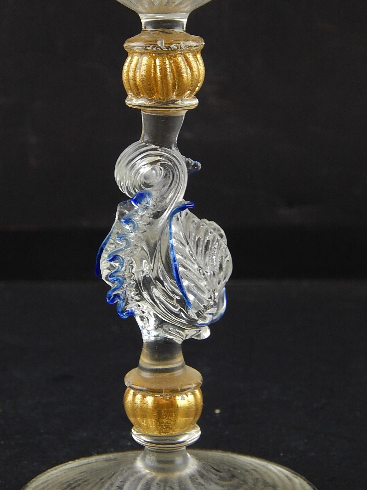 TIPETTO CALICE MURANO VETRO SOFFIATO RIGATO PESCE FIRMATO CORTELLA & BALLARIN