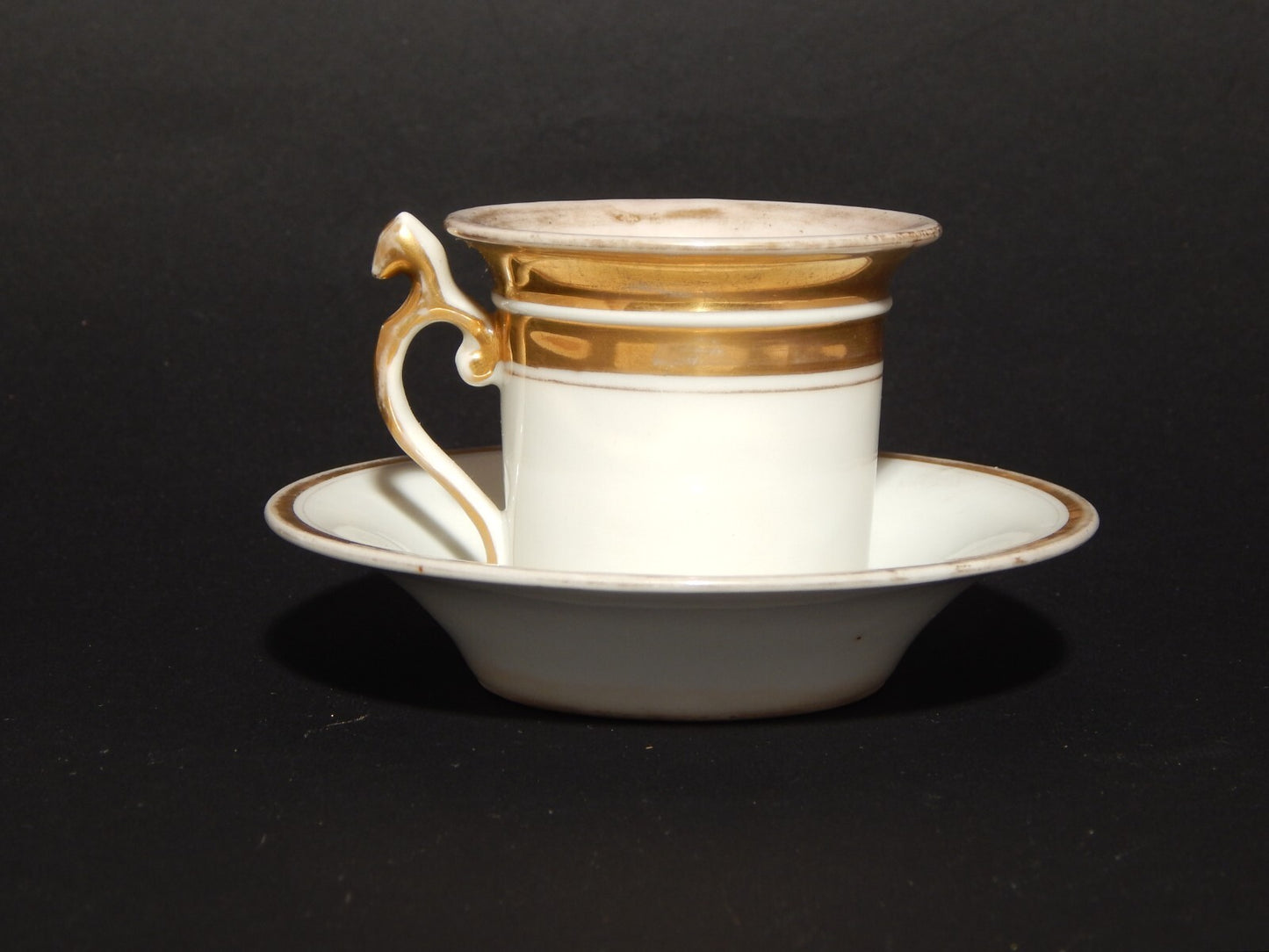 ANTICA PREZIOSA TAZZA PORCELLANA BIANCA E ORO IMPERO GINORI DOCCIA META' 800 #