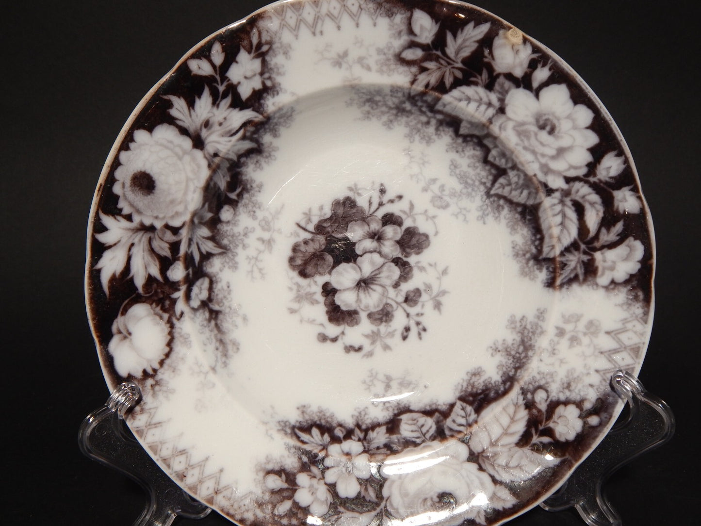 ANTICO PIATTO FONDO CERAMICA JARDINIERE VILLEROY & BOCH FINE '800 DIFETTO B1135