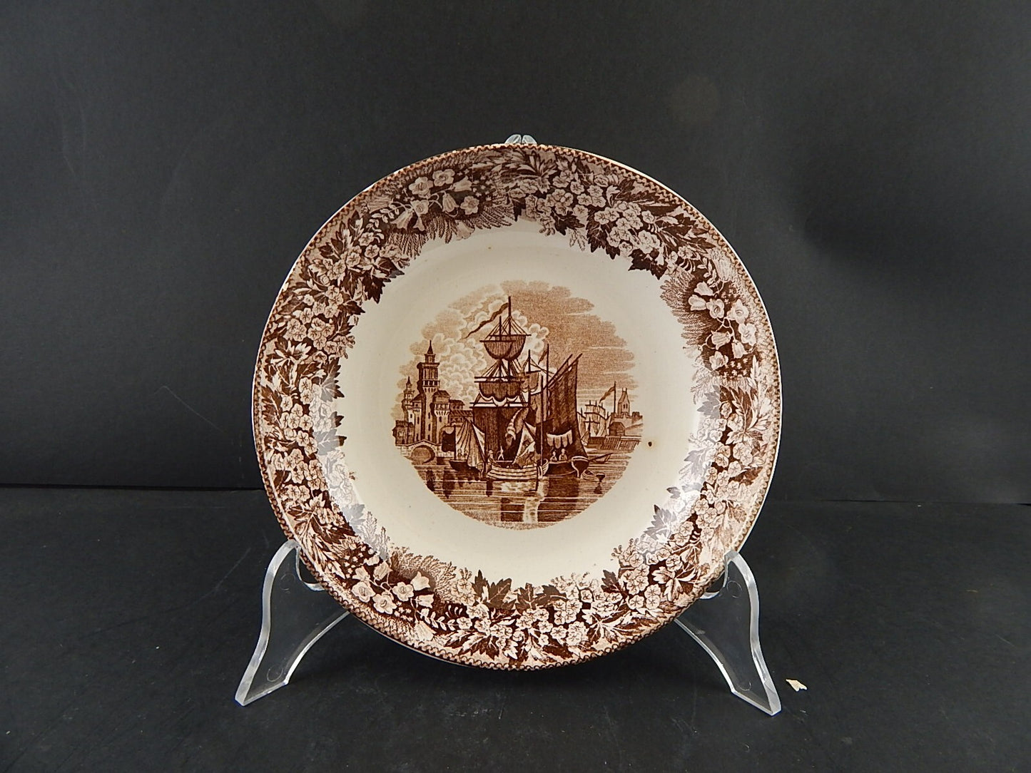 ANTICA CIOTOLA SEMI PORCELLANA RICHARD MILANO DECORO FERRARA META' 800