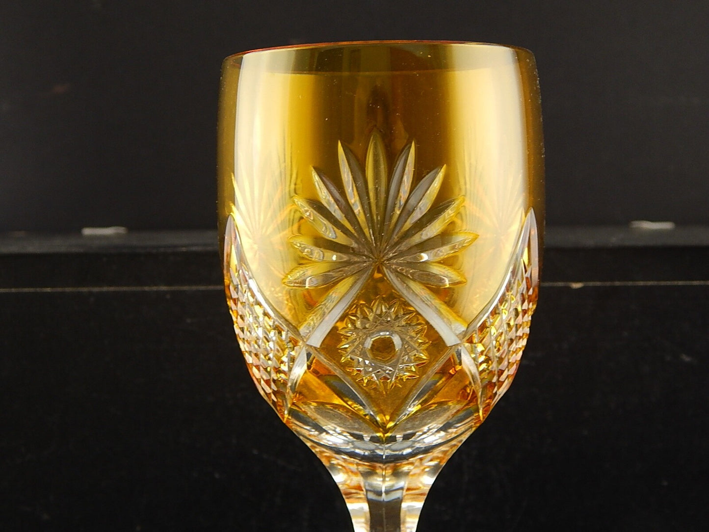 PREZIOSO VINTAGE BICCHIERE CALICE CRISTALLO GERMANIA MOLATO NACHTMANN AMBRA