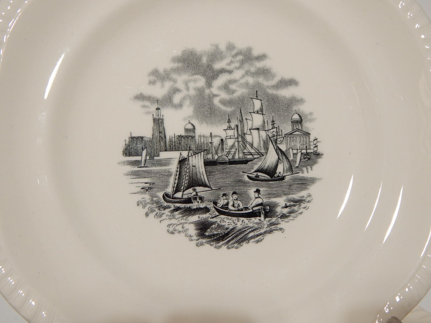 ANTICO SERVIZIO 6 PIATTI DESSERT SEMI PORCELLANA COPELAND SPODE PAESAGGIO MARINO
