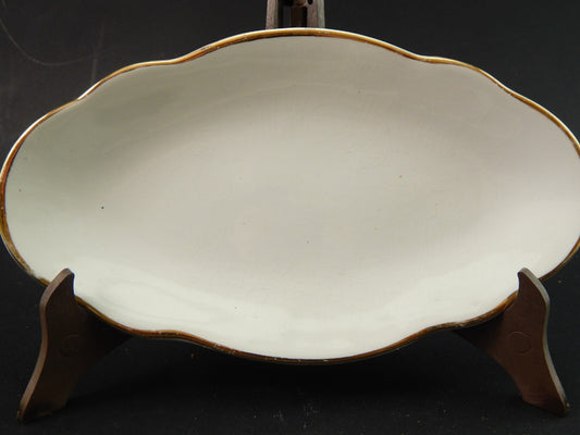 ANTICA RICHARD GINORI RAVIERA VASSOIO PORCELLANA BIANCA E ORO ZECCHINO