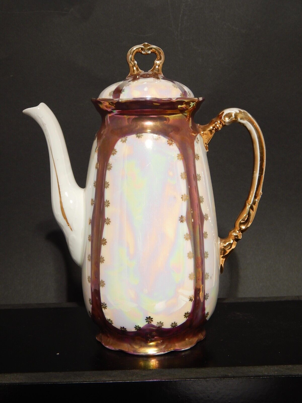 ANTICA LIBERTY PREZIOSA CAFFETTIERA PORCELLANA GINORI 1896-1910 DECORO A LUSTRO