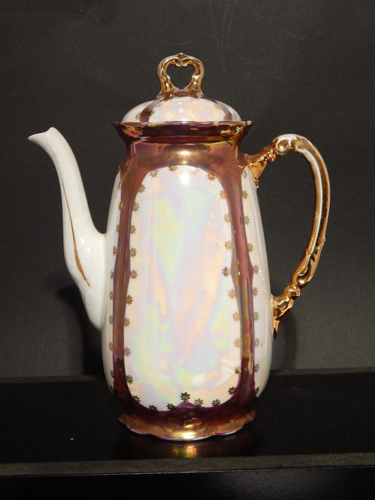 ANTICA LIBERTY PREZIOSA CAFFETTIERA PORCELLANA GINORI 1896-1910 DECORO A LUSTRO