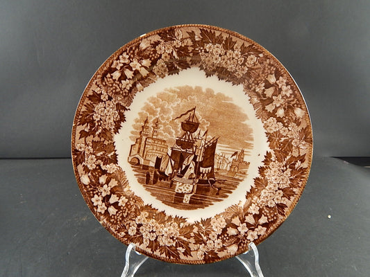 ANTICO PIATTO SEMI PORCELLANA RICHARD MILANO DECORO FERRARA META' 800 #A34