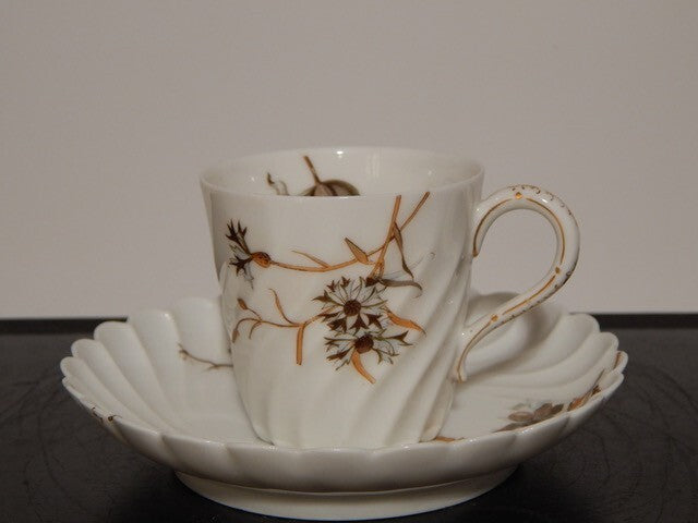 ANTICA ART NOUVEAU TAZZINA CAFFE' PORCELLANA HAVILAND & CO LIMOGES FIORI ROVO ¶