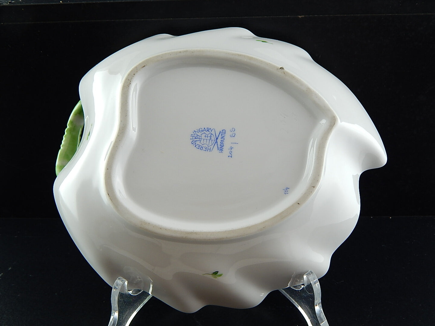 PORCELLANA HEREND VASSOIO FOGLIA DIPINTO A MANO PRIMAVERA COLLEZIONE PRINTEMPS