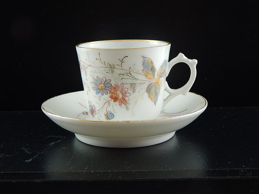 ANTICA PREZIOSA RARA TAZZA E PIATTINO PORCELLANA METÀ 800 DIPINTA A MANO