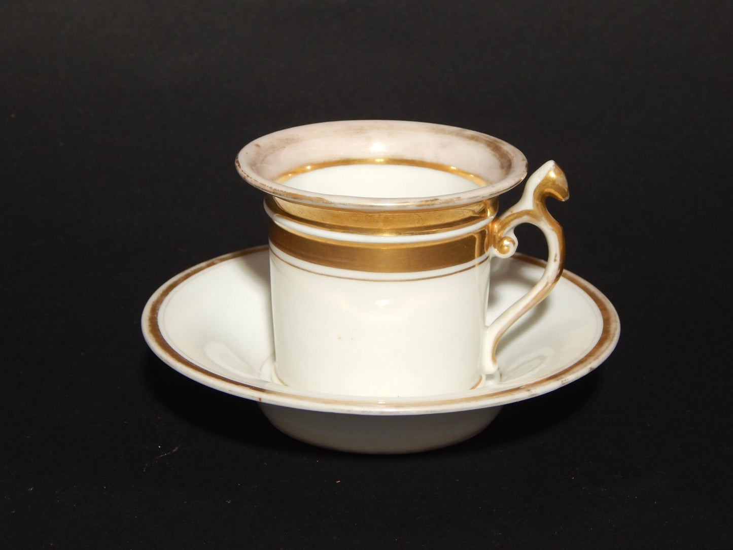 ANTICA PREZIOSA TAZZA PORCELLANA BIANCA E ORO IMPERO GINORI DOCCIA META' 800 #