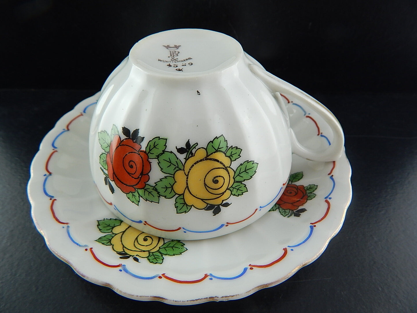 ANTICO PREZIOSO SERVIZIO DA TÈ PORCELLANA WÜRTTEMBERG BAUER & PFEIFFER 1904-34