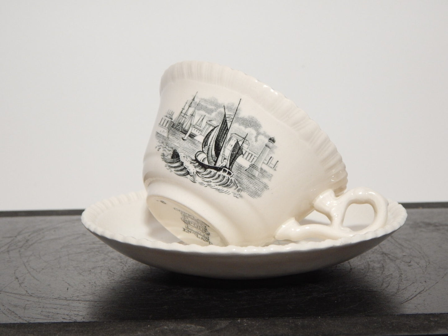 ANTICA TAZZINA CAFFE' INGLESE SEMI PORCELLANA COPELAND SPODE PAESAGGIO MARINO