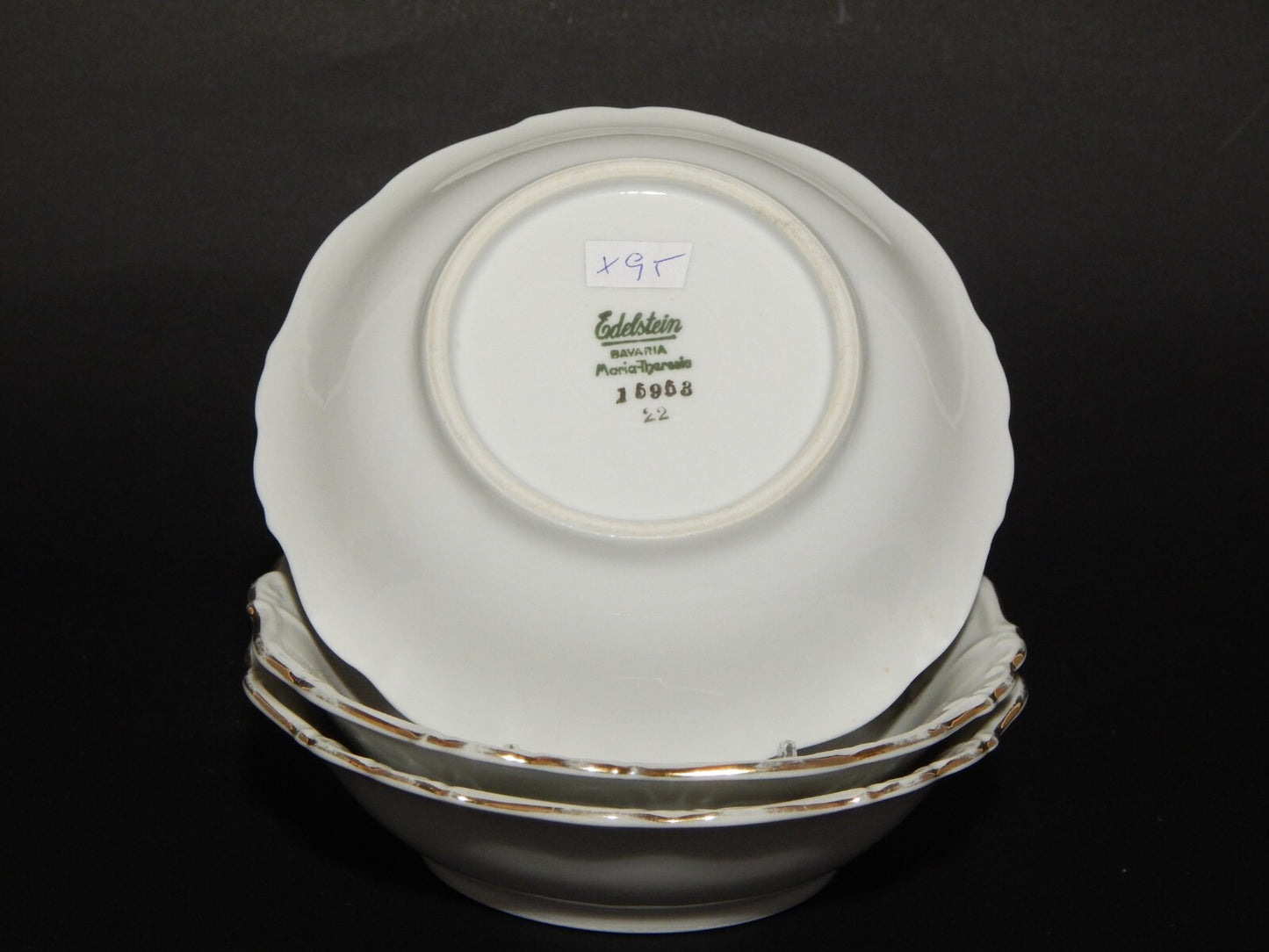 VINTAGE PORCELLANA EDELSTEIN BAVARIA 3 CIOTOLE MACEDONIA GELATO CON FIORELLINI