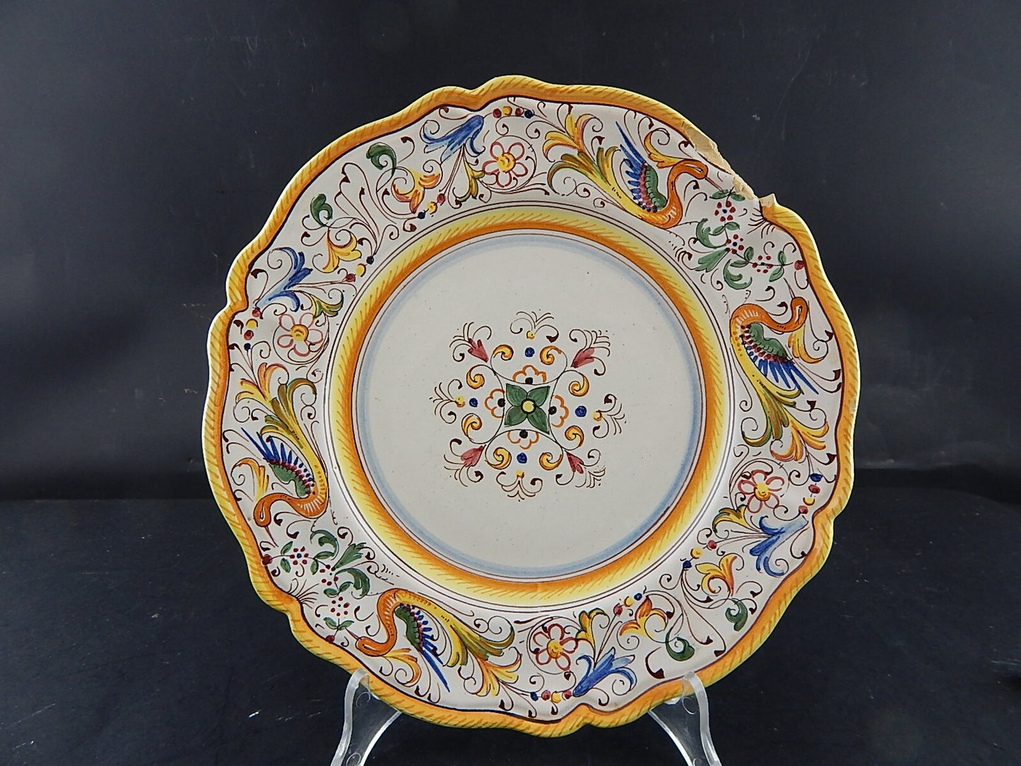 ANTICO PIATTO CERAMICA MAIOLICHE DERUTA PERUGIA PRIMO 900 RINASCIMENTALE #9178