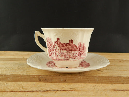 TAZZA CERAMICA ANTICA SHAKESPEARE LAND MYOTT SON & CO 1830 HANLEY BIANCO ROSSO