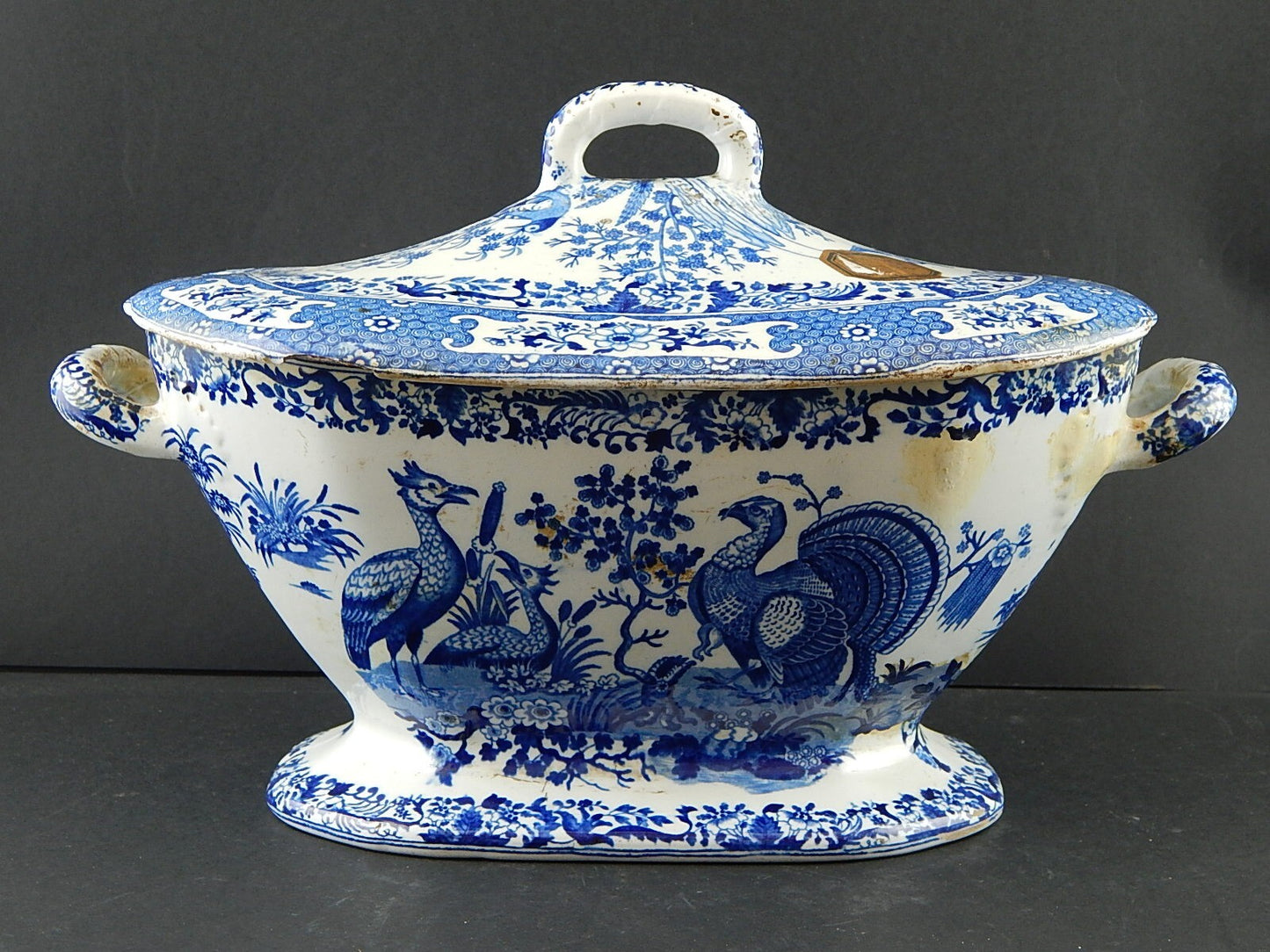 ANTICA INTROVABILE CENTROTAVOLA ZUPPIERA CERAMICA FINE 1700 GEORGIAN PERIOD