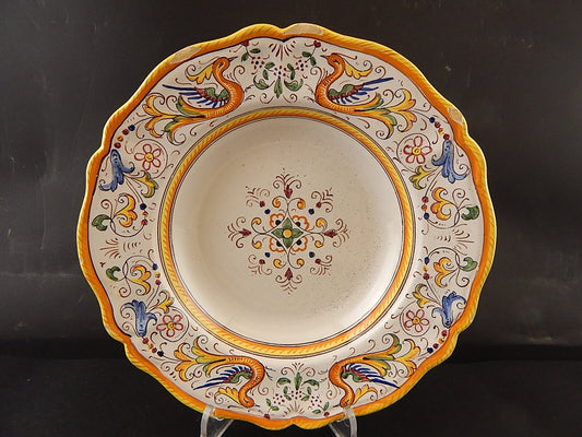 ANTICO PIATTO FONDO CERAMICA MAIOLICHE DERUTA PERUGIA 1900 DECORO RINASCIMENTO