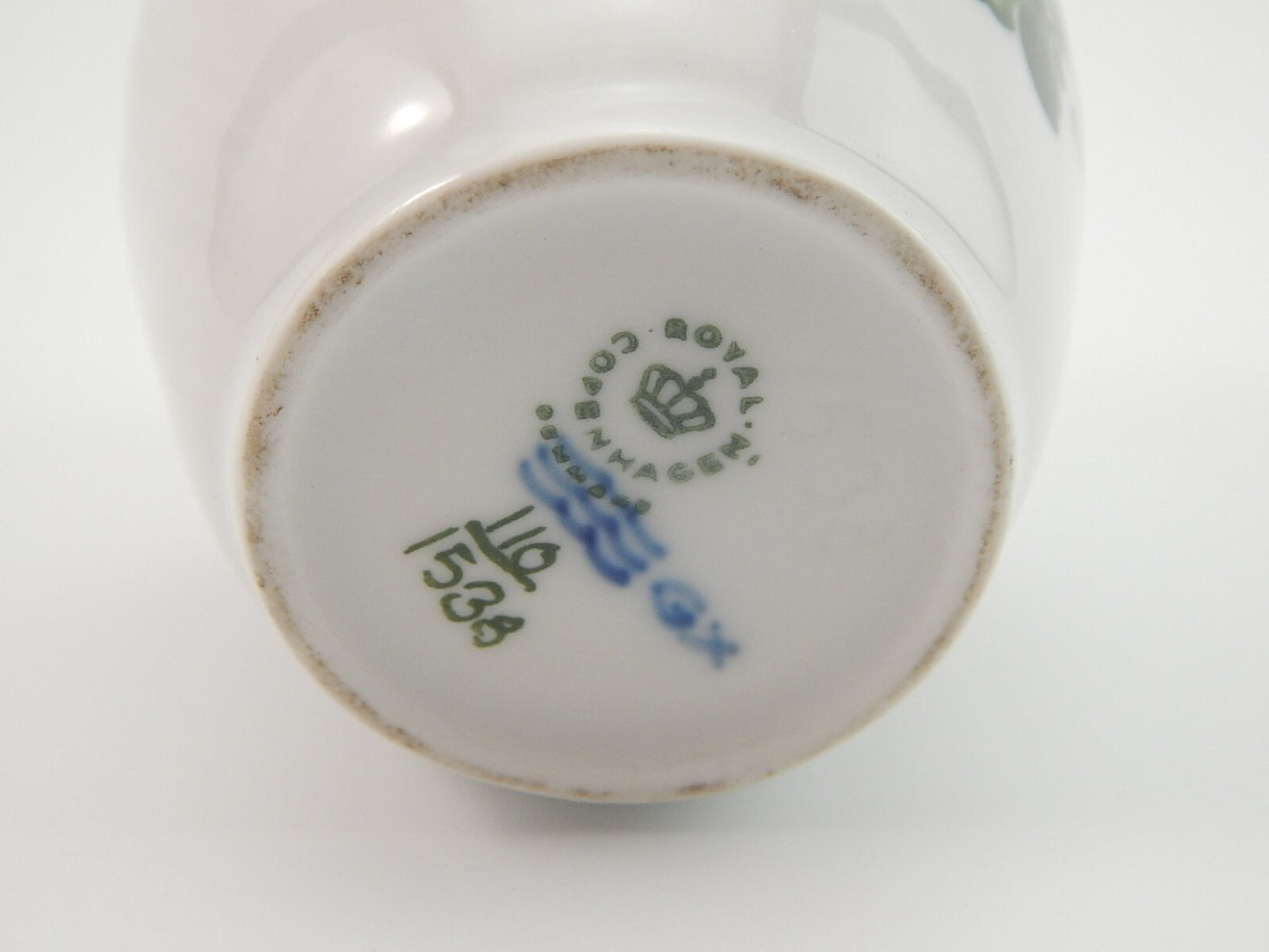 VINTAGE LATTIERA BRICCO ROYAL COPENHAGEN FIORI VERDI GREEN FLOWER CURVED