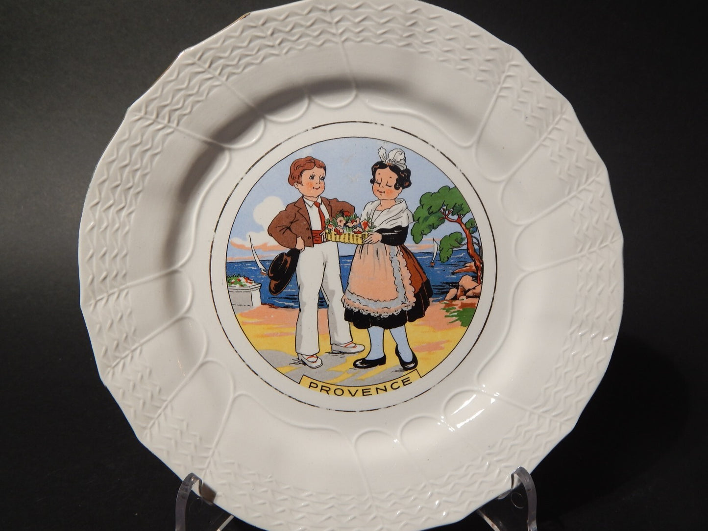 ANTICO PIATTO DECORATIVO CERAMICA SARREGUEMINES PROVENCE PRIMA META' 900