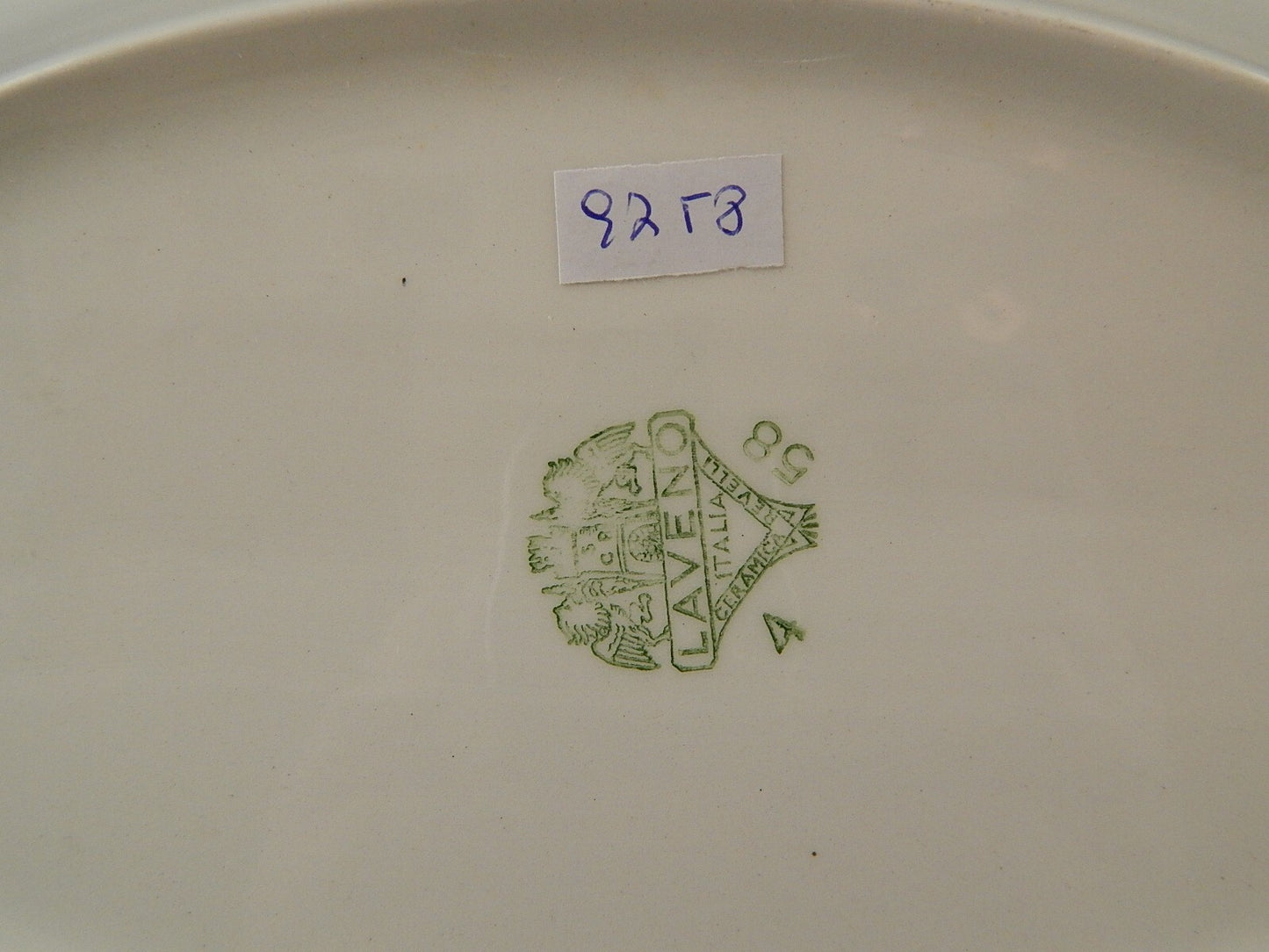 ANTICO VASSOIO PIATTO OVALE CERAMICA BIANCA PROFILO ORO LAVENO REVELLI