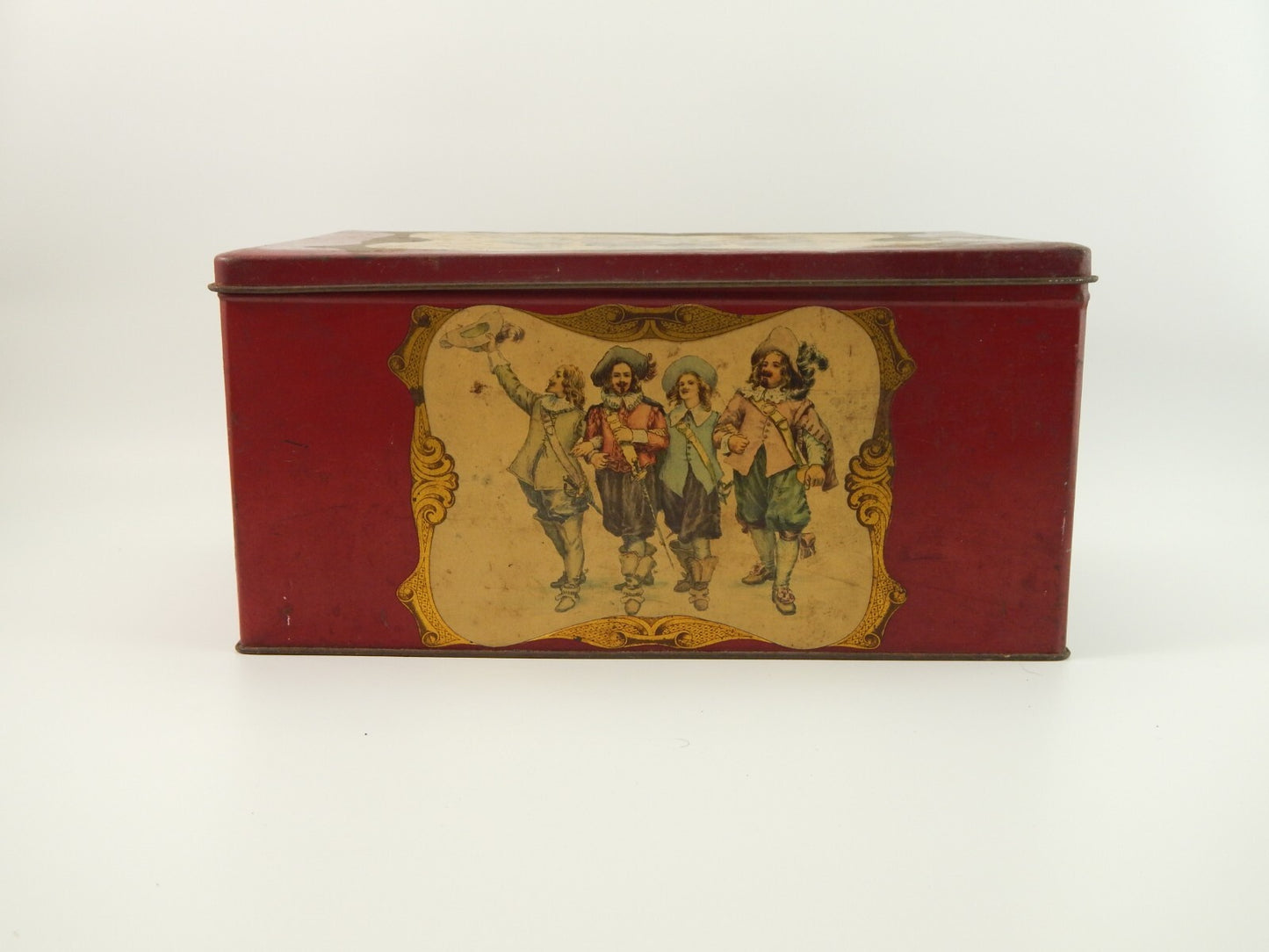 ANTICA RARA SCATOLA LATTA CARAMELLE E. DE COSTER & C. TORINO I MOSCHETTIERI