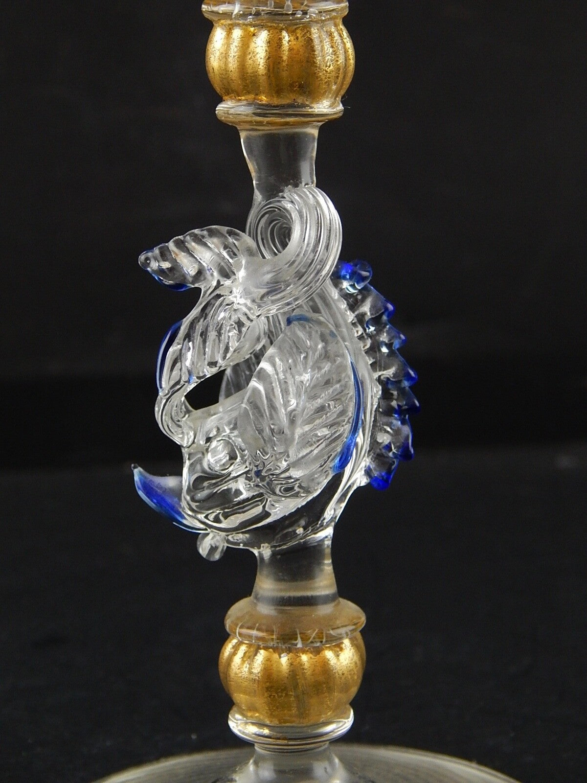 TIPETTO CALICE MURANO VETRO SOFFIATO RIGATO PESCE FIRMATO CORTELLA & BALLARIN