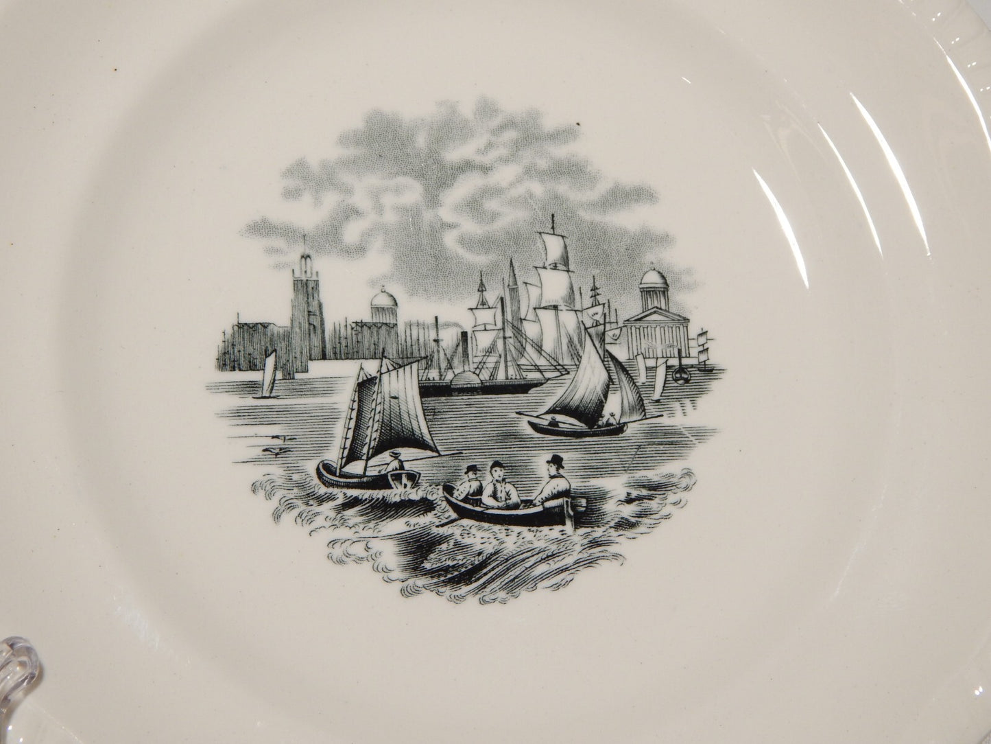 ANTICO SERVIZIO 6 PIATTI DESSERT SEMI-PORCELLANA COPELAND SPODE PAESAGGIO MARINO