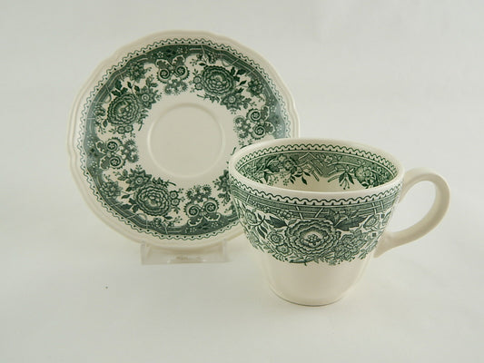 VINTAGE TAZZA TÈ PIATTO PORCELLANA VILLEROY&BOCH DECORO BURGENLAND GREEN VERDE