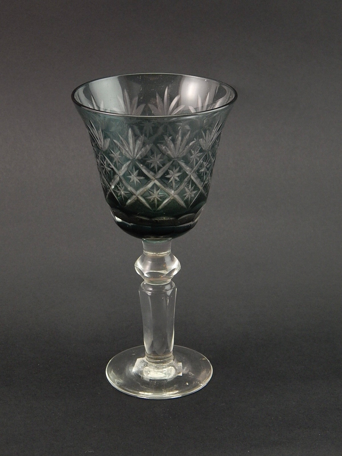 ANTICO PREZIOSO BICCHIERE CALICE CRISTALLO MOLATO BOEMIA