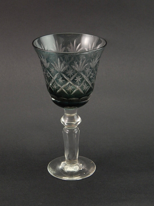 ANTICO PREZIOSO BICCHIERE CALICE CRISTALLO MOLATO BOEMIA